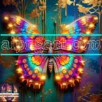Butterfly Golden Frame Artistic Digital Wall Art Decor _98