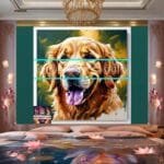 Dog Face Golden Frame Artistic
  Digital Wall Art Decor _82 - Image 2
