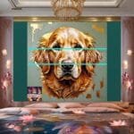 Dog Face Golden Frame Artistic
  Digital Wall Art Decor _92 - Image 2