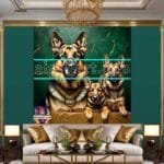 Dog Face Golden Frame Artistic
  Digital Wall Art Decor _19 - Image 3