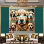 Dog Face Golden Frame Artistic
  Digital Wall Art Decor _41 - Image 3