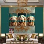 Dog Face Golden Frame Artistic
  Digital Wall Art Decor _60 - Image 3
