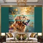 Dog Face Golden Frame Artistic
  Digital Wall Art Decor _71 - Image 3