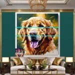 Dog Face Golden Frame Artistic
  Digital Wall Art Decor _82 - Image 3