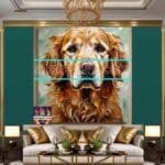 Dog Face Golden Frame Artistic
  Digital Wall Art Decor _87 - Image 3