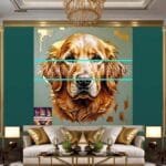 Dog Face Golden Frame Artistic
  Digital Wall Art Decor _92 - Image 3
