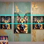 Dog Face Golden Frame Artistic
Digital Wall Art Decor _16