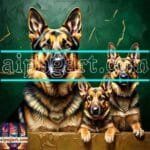 Dog Face Golden Frame Artistic
  Digital Wall Art Decor _19