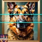 Dog Face Golden Frame Artistic
Digital Wall Art Decor _20