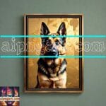 Dog Face Golden Frame Artistic
Digital Wall Art Decor _21