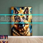 Dog Face Golden Frame Artistic
Digital Wall Art Decor _25