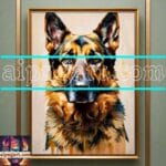 Dog Face Golden Frame Artistic
Digital Wall Art Decor _27