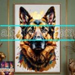Dog Face Golden Frame Artistic
Digital Wall Art Decor _28