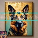 Dog Face Golden Frame Artistic
  Digital Wall Art Decor _32