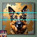 Dog Face Golden Frame Artistic
Digital Wall Art Decor _34