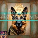 Dog Face Golden Frame Artistic
Digital Wall Art Decor _35