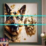 Dog Face Golden Frame Artistic
Digital Wall Art Decor _36