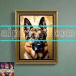 Dog Face Golden Frame Artistic
Digital Wall Art Decor _40