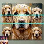 Dog Face Golden Frame Artistic
  Digital Wall Art Decor _41