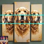 Dog Face Golden Frame Artistic
Digital Wall Art Decor _46