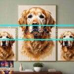 Dog Face Golden Frame Artistic
Digital Wall Art Decor _47