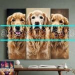 Dog Face Golden Frame Artistic
  Digital Wall Art Decor _48