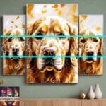 Dog Face Golden Frame Artistic
Digital Wall Art Decor _50