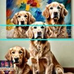 Dog Face Golden Frame Artistic
Digital Wall Art Decor _54