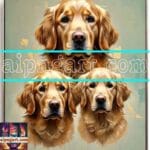 Dog Face Golden Frame Artistic
Digital Wall Art Decor _58