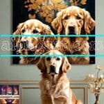 Dog Face Golden Frame Artistic
Digital Wall Art Decor _59