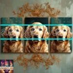 Dog Face Golden Frame Artistic
  Digital Wall Art Decor _60