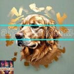 Dog Face Golden Frame Artistic
Digital Wall Art Decor _69