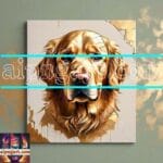Dog Face Golden Frame Artistic
Digital Wall Art Decor _70