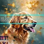 Dog Face Golden Frame Artistic
  Digital Wall Art Decor _71