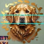 Dog Face Golden Frame Artistic
Digital Wall Art Decor _72