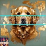 Dog Face Golden Frame Artistic
Digital Wall Art Decor _77