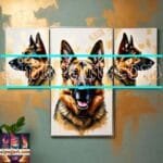 Dog Face Golden Frame Artistic
  Digital Wall Art Decor _08