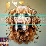 Dog Face Golden Frame Artistic
Digital Wall Art Decor _81