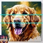Dog Face Golden Frame Artistic
  Digital Wall Art Decor _82