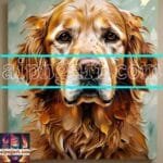 Dog Face Golden Frame Artistic
  Digital Wall Art Decor _87