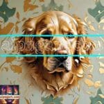 Dog Face Golden Frame Artistic
Digital Wall Art Decor _90
