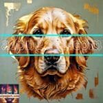 Dog Face Golden Frame Artistic
  Digital Wall Art Decor _92