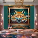 FOX Face Golden Frame Artistic
Digital Wall Art Decor _10 - Image 2