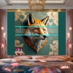 FOX Face Golden Frame Artistic
Digital Wall Art Decor _100 - Image 2