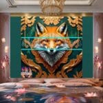 FOX Face Golden Frame Artistic
Digital Wall Art Decor _101 - Image 2