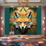 FOX Face Golden Frame Artistic
Digital Wall Art Decor _102 - Image 2