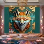 FOX Face Golden Frame Artistic
Digital Wall Art Decor _103 - Image 2