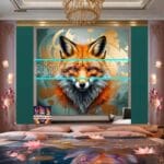 FOX Face Golden Frame Artistic
Digital Wall Art Decor _104 - Image 2