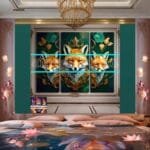 FOX Face Golden Frame Artistic
  Digital Wall Art Decor _11 - Image 2