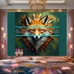 FOX Face Golden Frame Artistic
Digital Wall Art Decor _110 - Image 2